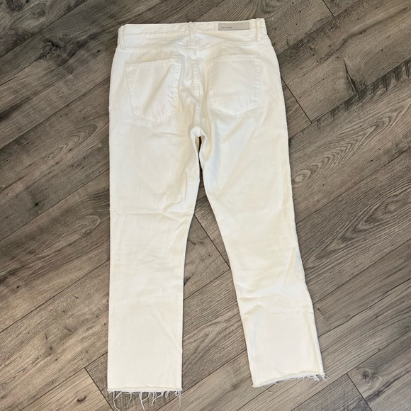 GRLFRND Tatum Button Fly Mid Rise Raw Hem White Denim Ankle Jeans- Size 26 - Picture 5 of 16